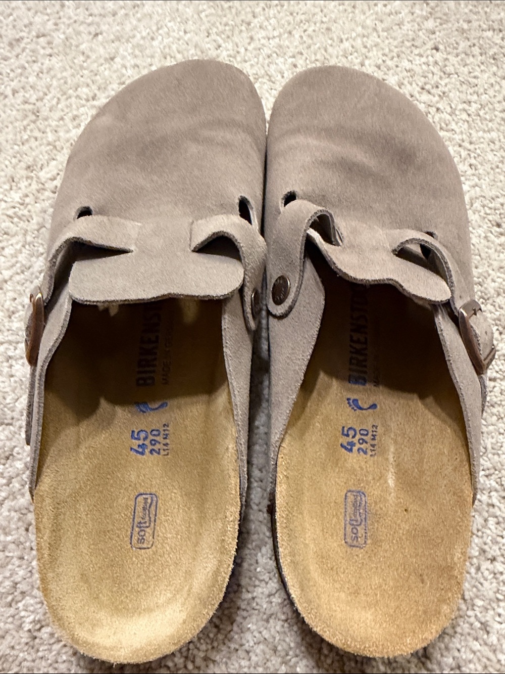 Birkenstock Boston Suede Clogs in Taupe
